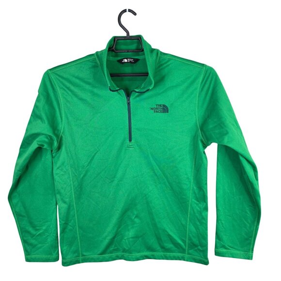 Mens The North Face Green 1/4 Zip Pullover Fleece Sweatshirt Polyester Size L - Picture 1 of 9